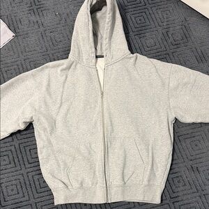 Brandy Melville Light Gray Zip-Up Hoodie